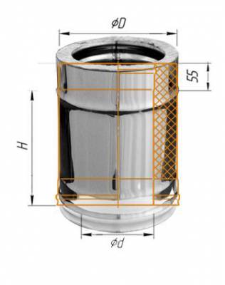 Дымоход Феррум утепленный нержавеющий (430/0,8мм)/оцинкованный ф115/200 L=0,25 м по воде